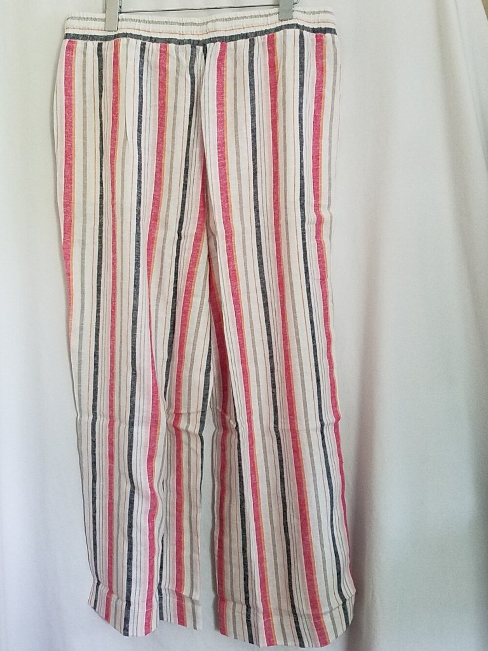 Rafaella Linen Blend Pants XL Star White (Striped) NWT Lightweight - Picture 4 of 14